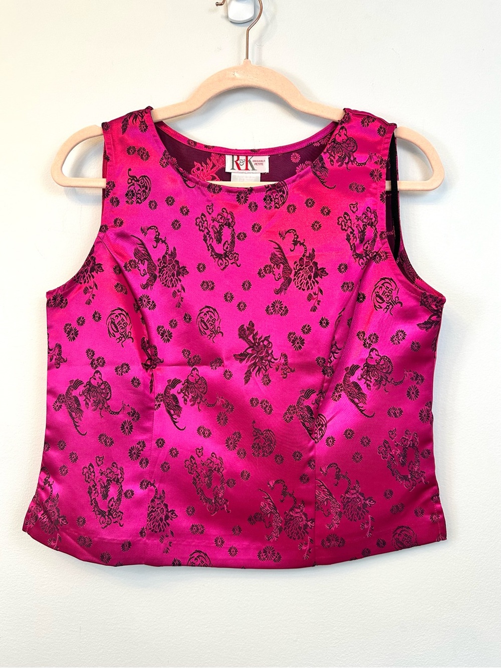 Y2K Fushica Floral Satin Sleeveless Silky Blouse B2